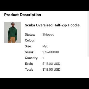 Lululemon scuba half zip